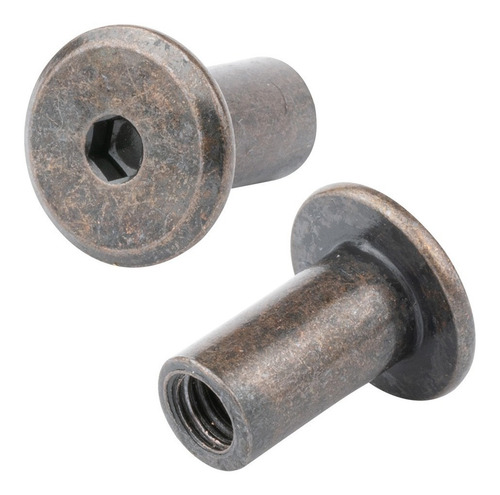 Tornillo Conector Tuerca Union Muebles Bronce 7cm 1/4 100pzs