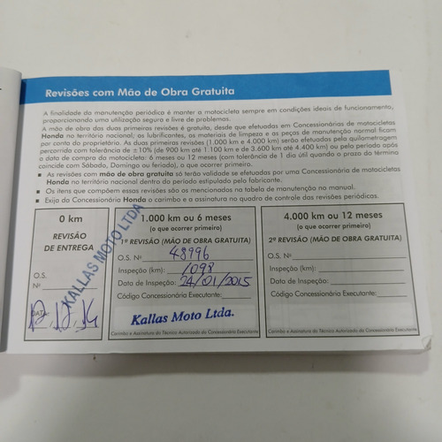 Manual Do Proprietário Honda Cg 150 Titan Esd Ex/fan 2014 (Usado)