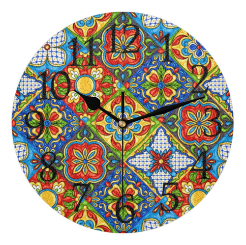 Reloj De Pared Con Azulejos De Cerámica Silencioso Decoració