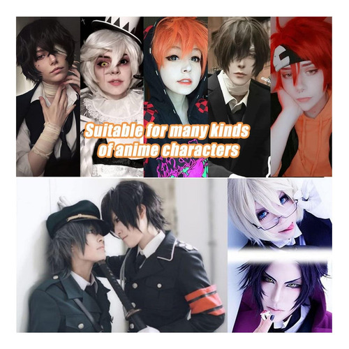 Kediciz Peluca Anime Unisex Azul Oscuro Estilo Corto
