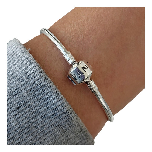Pulsera Esclava Con Cierre Tambor Plata 925 Garantia Plateado 7.62 Cm 5.8 Cm