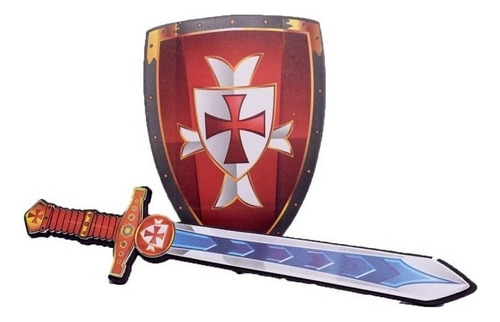 Espada Con Escudo De Guerrero De Goma Color Rojo
