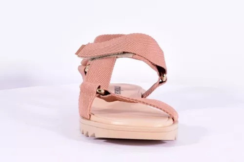 Sandalias Gladiadoras Moleca Ajuste Velcro Nude Mujer Nuevo