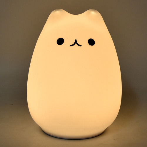 Luz De Noche Led En Forma De Gato Carga Usb Silicona Color