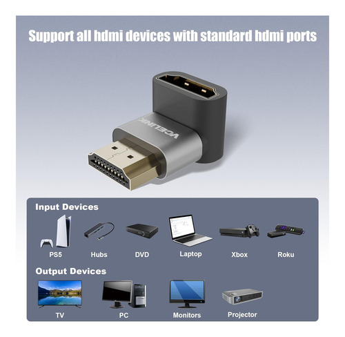 Adaptador De Ángulo Recto Vcelink Hdmi 90 Grados Adaptador A