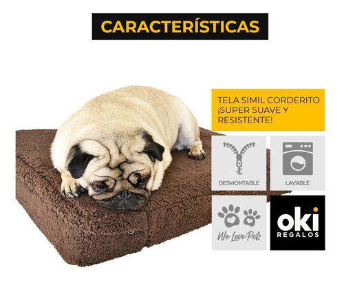 Imagen 4 de 6 de Cucha Perro Cama Para Perros Corderito 50x60 Marron