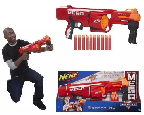 Lança Dardo Nerf Mega Rotofury Nerf Vermelho - Hasbro