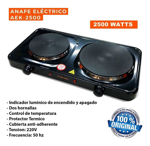 Anafe eléctrico Kushiro AEK-2500 negro 220V