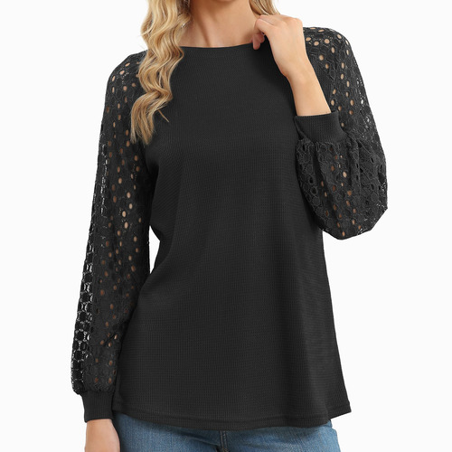 Blusa De Color Puro, Camisa De Manga Larga Con Empalme De En