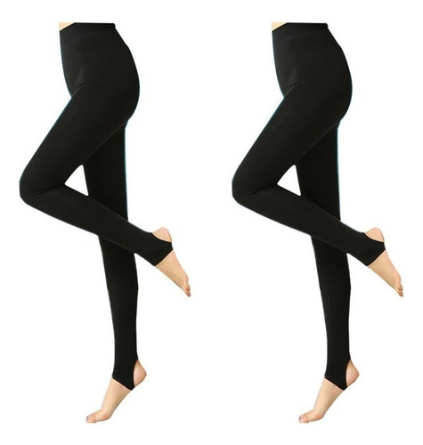 Leggins Mallas Termicos De Mujer En Negro Y Color Piel, 2 Un