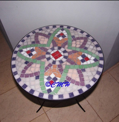 Mesa/ Mesita Matera De Hierro Con Venecitas - Mosaiquismo