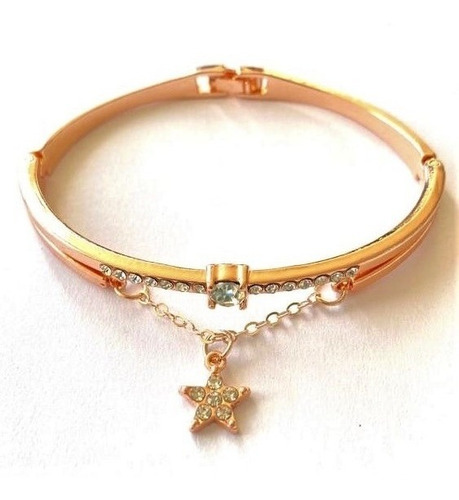 Pulsera C Brillante Zirconia Cúbica Y Estrella Con Cristales