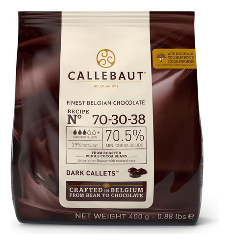Chocolate Callebaut 70-30-38 Amargo 70% Cacao 400 Grs