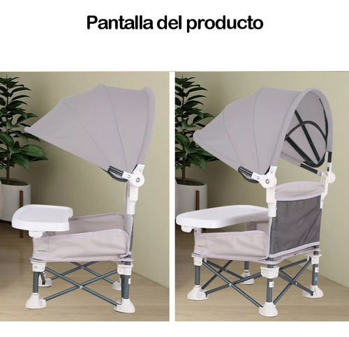 Periqueras Para Bebe, Silla Alta De Comer Plegable Gris