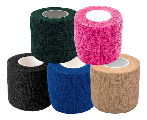 Kit 5 Bandagem Atadura Autodesiva 5cm X 2mt - Lisa Sortida