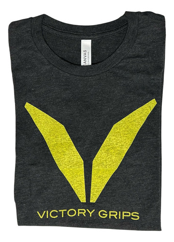 Remera Unisex Victory Grips Gris Logo Amarillo Gym Crossfit