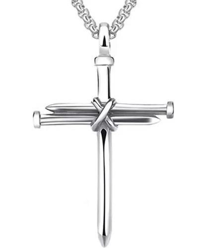 Colar Masculino Com Crucifixo Prego Em Aço Inox