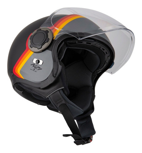 Capacete Top Aberto Moto Nzi Ringway Skyline Preto E Cinza Cor Preto/Cinza Tamanho do capacete 61/62 (XL)