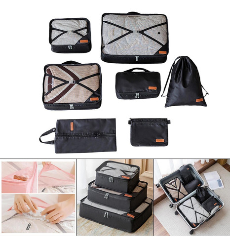 Conjunto De Bolsas De Almacenamiento De Maleta Negro Conjunto De Bolsas De Almacenamiento De Maleta Negro
