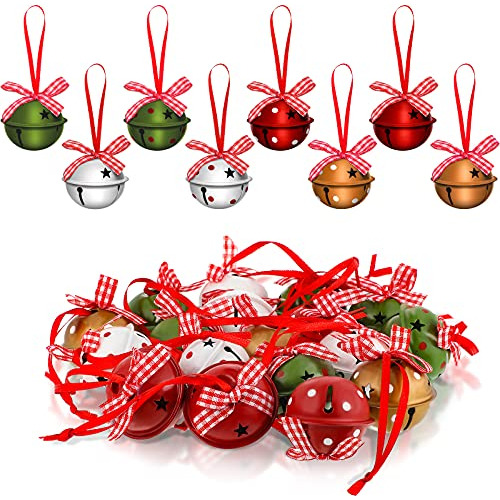 24 Pieces Christmas Bells Small Bells With Star Cutouts...