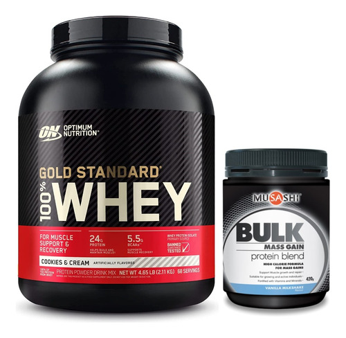 On 100% Whey Protein Gold 5 Lbs Cookies + Musashi Bulk