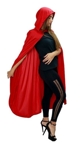 Imagen 9 de 9 de Disfraz Capa Con Capucha Caperucita Roja Dama
