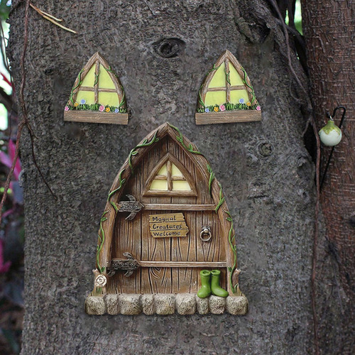 Puerta De Jardín De Hadas De Resina Mini Gnomo Ventana De