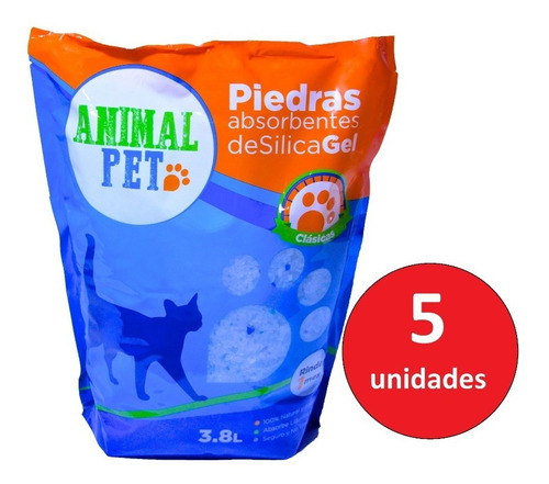 5 Piedras Sanitarias Silica Gel Clasica Animal Pet X 3.8 Lts