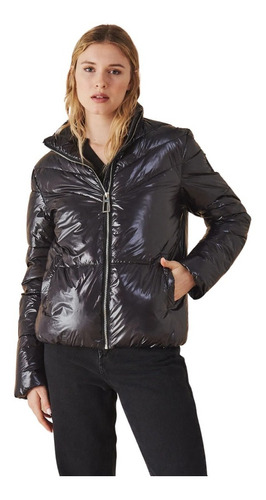 Campera Desiderata New Vinilic Puffer Negro