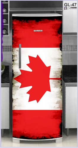 Adesivo Envelopar Porta Da Geladeira Bandeira Canadá Classic