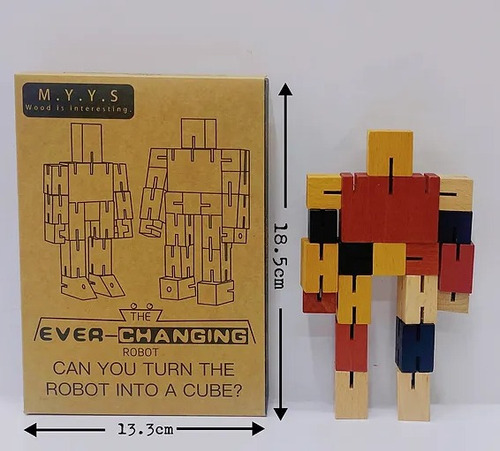 Robot Cubo De Rubik De Madera Didactico
