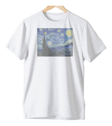 Camiseta Algodão Noite Estrelada Van Gogh Arte Aesthetic