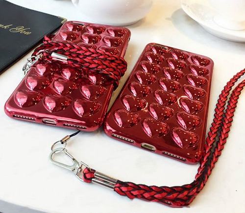 Funda Case iPhone 6 / 6s Corazon Rojo 3d Tpu + Correa Envío