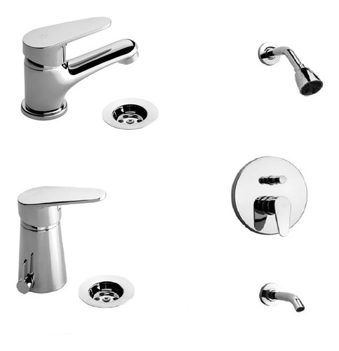 Combo De Griferia Fv Compacta Bidet Lav Ducha Emb C/t 