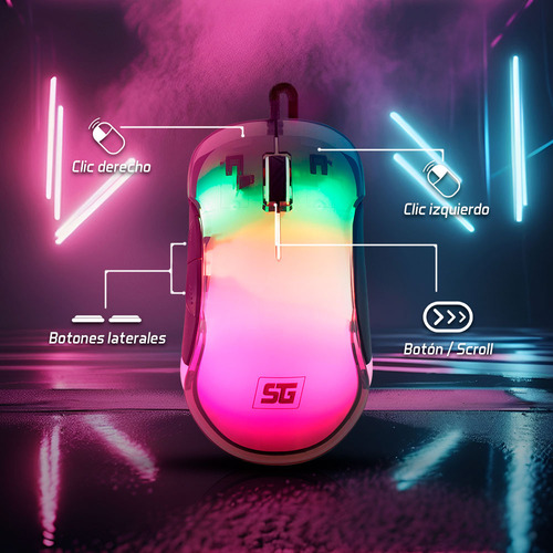 Vorago Start The Game Mo-505 Mouse Gamer 7000 Dpi 7 Modos De Iluminación Rgb Usb 7 Botones Mouse Gaming Ergonómico