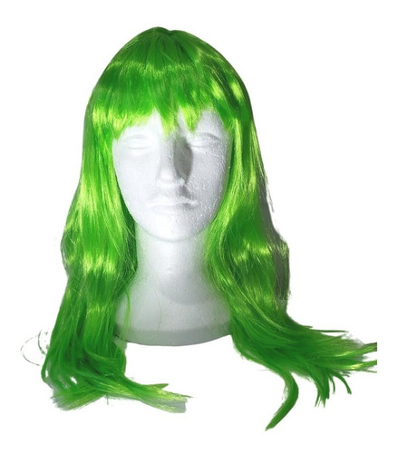 Peruca Longa Sintética Verde 60 Cm Cosplay