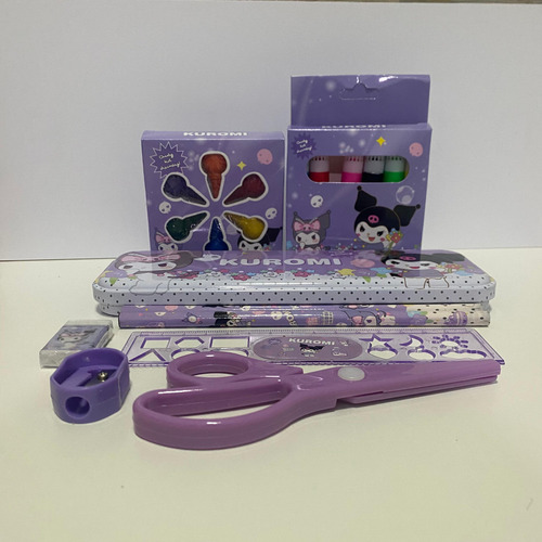 Set Escolar Valija Infantil Kuromi Cartuchera + Utiles