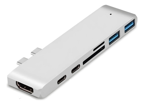 Hub Adaptador 7 Em 1 Usb-c 3.1 Hdmi 4k Thunderbolt Macbook Cor Cinza Claro