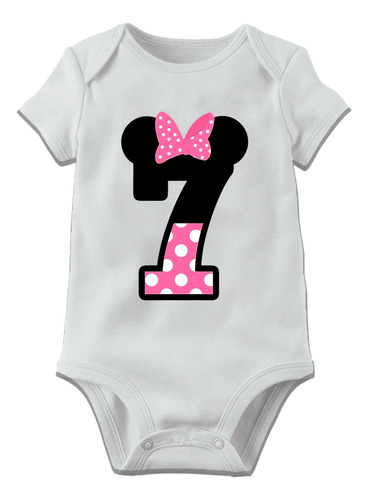 Pañalero Personalizado Con Numero Minnie Mouse Blanco 12 M Numero 7 Minnie Mouse