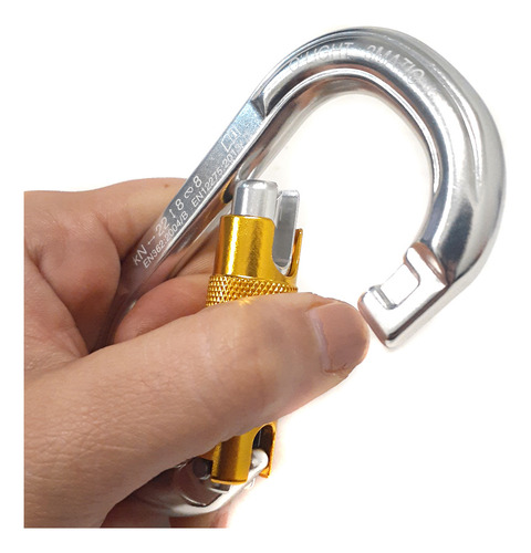 Mosquetón Oval Rosca Automática Aluminio Beal O'light 3matic Color Plateado