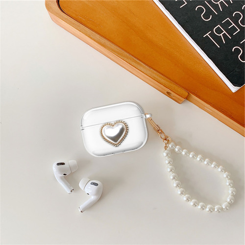 USDILU Funda Case para AirPods Pro 2 Carcasa Mujer Color Transparente con Pulsera joyería Uso Silicona Mujer Niñas y con Llavero Soporte