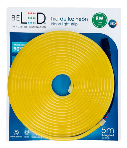Tira De Led Neon Flexible 5m 12v Incluye Fuente 12v 3 Amp Color de la luz Amarillo