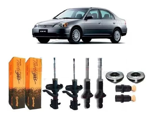 Par Amortecedor Diant + Trasei + Kits Civic 2001/2002 Cofap