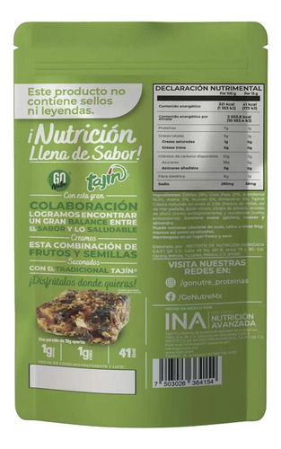 Snack De Frutas Y Semillas Sazonadas Con Tajín Go Nutre 780g