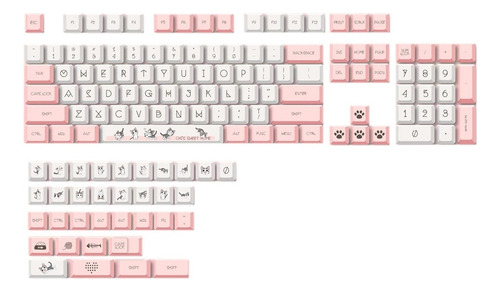 138 Sub Keycaps Xda Kitty Para Teclado Mecánico Mx Switch