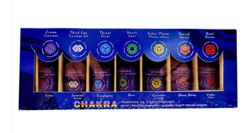 Set Aceites Esenciales 7 Chakras En Caja De Madera