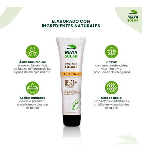 Protector Solar Facial Anti-edad Con Ácido Hialurónico 50ml