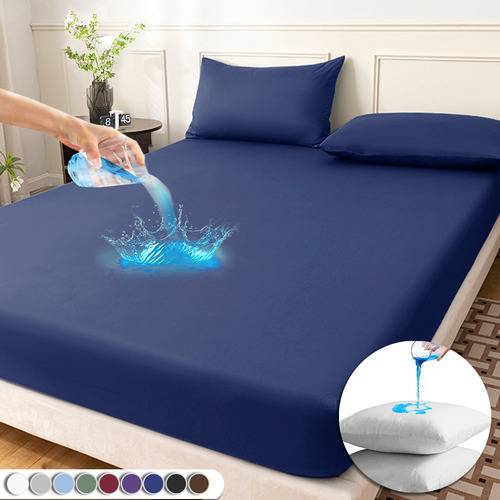 Cubre Colchon Impermeable Con 2funda De Almohada Matrimonial