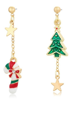 Aretes Navidad Pinito Bastón Caramelo Estrella Posada Regalo