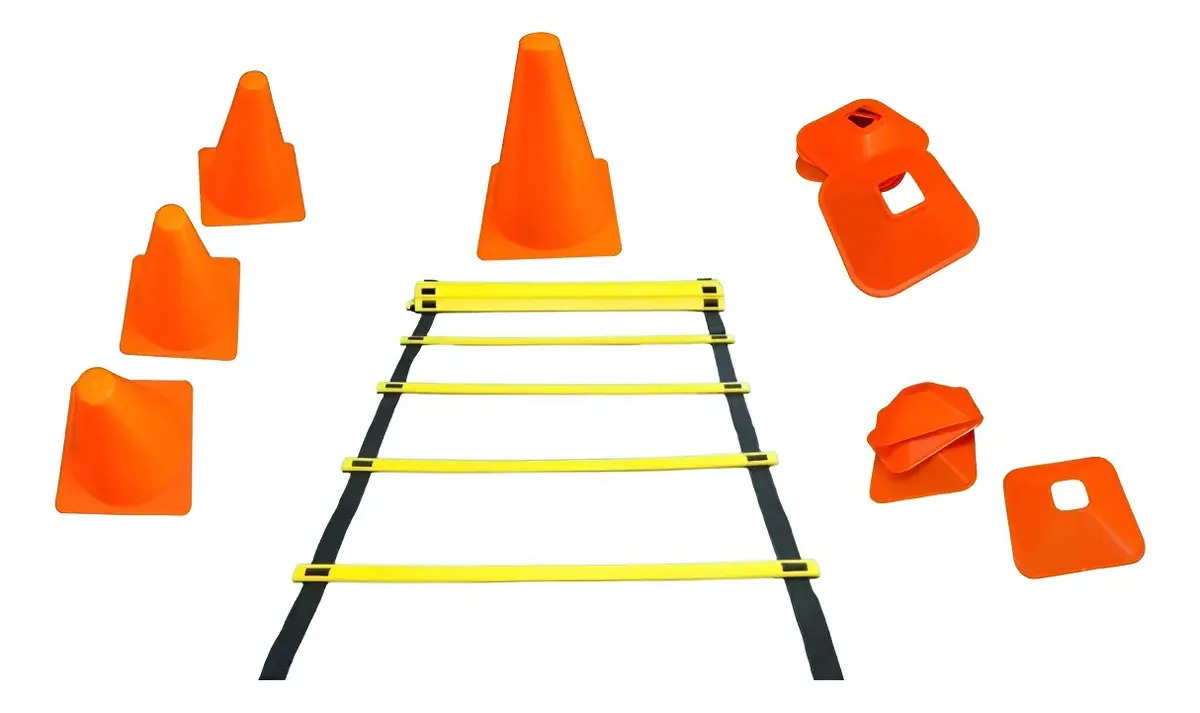 Kit De 10 Conos + 10 Platos + 1 Escalera De Coordinación Color Naranja